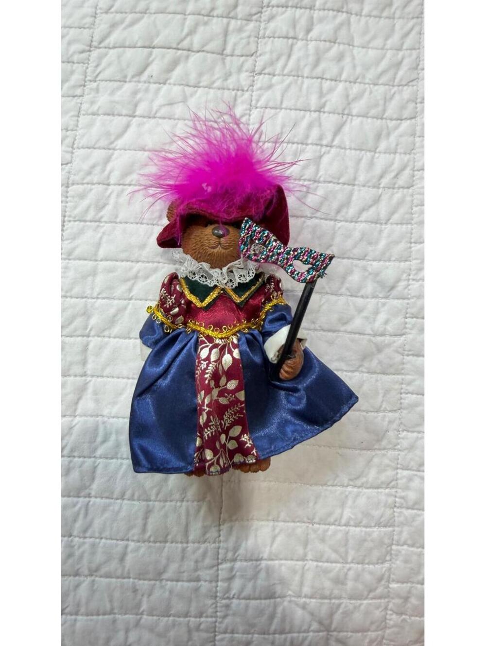 Vintage 1990s Masquerade Russ Teddy Bear Posable 5"